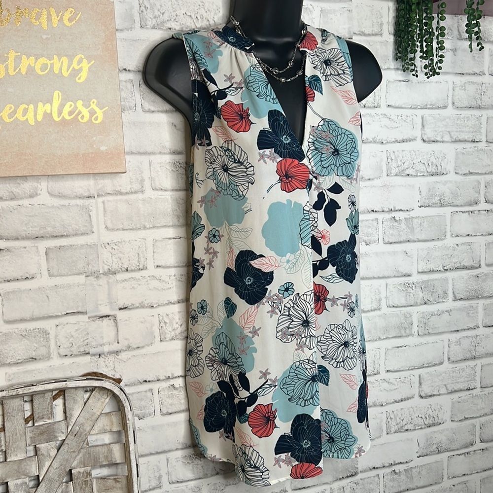 Van Heusen Floral Tunic Tank Top Boho Hippie Size Small